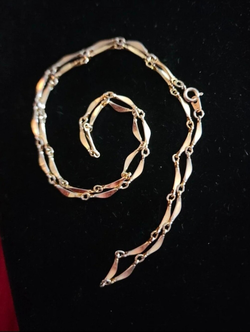 Vintage Gold French Wavy Scalloped Link Chain Necklace 24"